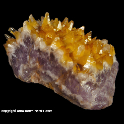Mineral Specimen: Golden Healer Quartz on Amethyst from Guanajuato, Guanajuato, Mexico Mineral Specimen: Golden Healer Quartz on Amethyst from Guanajuato, Guanajuato, Mexico