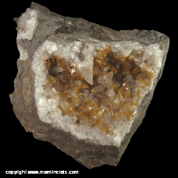 Mineral Specimen: Fluorite and Sphalerite on Calcite from Pints Quarry, Raymond, Black Hawk Co., Iowa Mineral Specimen: Fluorite and Sphalerite on Calcite from Pints Quarry, Raymond, Black Hawk Co., Iowa