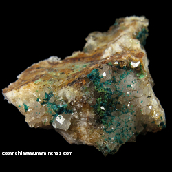 Mineral Specimen: Spangolite, Brochantite, Quartz from ex-Tex Mine, Bingham, Hansonburg District, Socorro Co., New Mexico Mineral Specimen: Spangolite, Brochantite, Quartz from ex-Tex Mine, Bingham, Hansonburg District, Socorro Co., New Mexico