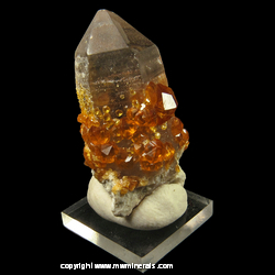 Mineral Specimen: Spessartine Garnets on Smoky Quartz from Tongbei, Fujian, China Mineral Specimen: Spessartine Garnets on Smoky Quartz from Tongbei, Fujian, China