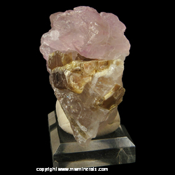 Mineral Specimen: Rose Quartz Crystals and Muscovite on Quartz from Galileia, Minas Gerais, Brazil Mineral Specimen: Rose Quartz Crystals and Muscovite on Quartz from Galileia, Minas Gerais, Brazil