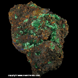 Mineral Specimen: Malachite, Minor Azurite from Silver Bill Mine, Costello Mine group, Gleeson, Turquoise Dist., Dragoon Mts, Cochise Co., Arizona Mineral Specimen: Malachite, Minor Azurite from Silver Bill Mine, Costello Mine group, Gleeson, Turquoise Dist., Dragoon Mts, Cochise Co., Arizona
