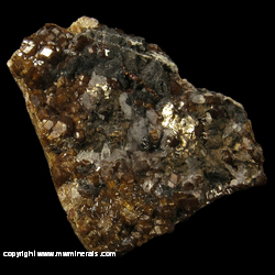 Mineral Specimen: Andradite Garnet, Pyrite, Calcite, Chalcopyrite from Mina El Mochita, El Mochita, Honduras Mineral Specimen: Andradite Garnet, Pyrite, Calcite, Chalcopyrite from Mina El Mochita, El Mochita, Honduras