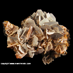 Mineral Specimen: Wulfenite, Calcite from Jianshan Mine, Ruoqiang Co., Bayin'gholin Auton. Pref., Xinjiang Auton. Region, China Mineral Specimen: Wulfenite, Calcite from Jianshan Mine, Ruoqiang Co., Bayin'gholin Auton. Pref., Xinjiang Auton. Region, China