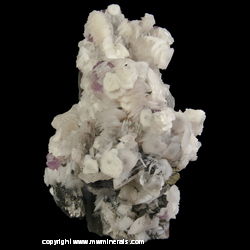 Mineral Specimen: Twinned Calcite, Chalcopyrite, Fluorite, Ferberite and Minor Muscovite on Quartz Crystal from Yaogangxian Mine,  Yizhang Co.,  Chenzhou Prefecture,  Hunan Province,  China