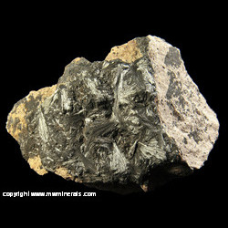 Minerals Specimen: Pyrolusite on Porphyry from Elgersburg, Ilmenau District, Thuringian Forest, Thuringia, Germany Minerals Specimen: Pyrolusite on Porphyry from Elgersburg, Ilmenau District, Thuringian Forest, Thuringia, Germany
