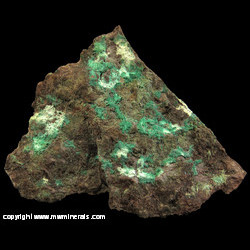 Minerals Specimen: Chrysocolla Pseudomoprh after Malachite, Micro Crystals of Dioptase from Bonanza Mine (Harquahala Mine), Martin Peak, Salome, Little Harquahala Dist., Little Harquahala Mts, La Paz Co., Arizona