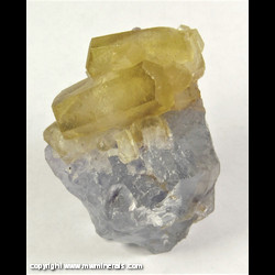Mineral Specimen: Hexagonal Calcite Crystals on Fluorite from Shangbao Mine, Leiyang Co., Hengyang Pref., Hunan Prov., China Mineral Specimen: Hexagonal Calcite Crystals on Fluorite from Shangbao Mine, Leiyang Co., Hengyang Pref., Hunan Prov., China