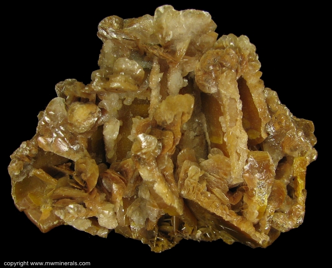 Mineral Specimen: Calcite on Wulfenite from Defiance Mine, Gleeson, Dragoon Mts, Cochise Co., Arizona, USA