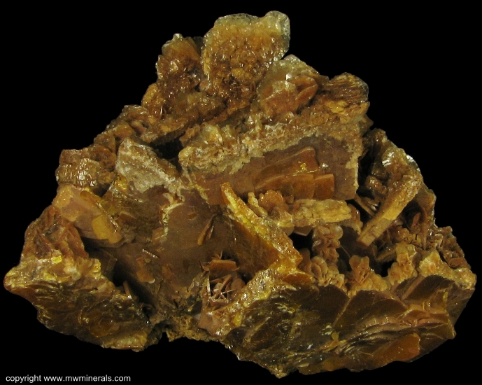 Mineral Specimen: Calcite on Wulfenite from Defiance Mine, Gleeson, Dragoon Mts, Cochise Co., Arizona, USA