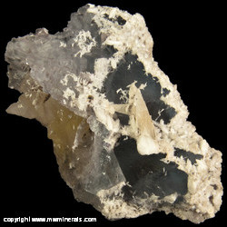 Mineral Specimen: Strontianite and Calcite on Fluorite from Hardin Co., Illinois Mineral Specimen: Strontianite and Calcite on Fluorite from Hardin Co., Illinois