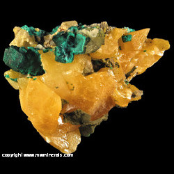Minerals Specimen: Wulfenite, Dioptase, Mottramite, Cerussite from Onderra Mine, Kaokoveld Plateau, Kunene Region, Namibia Minerals Specimen: Wulfenite, Dioptase, Mottramite, Cerussite from Onderra Mine, Kaokoveld Plateau, Kunene Region, Namibia