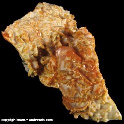 Mineral Specimen: Wulfenite, Calcite from Jianshan Mine, Ruoqiang Co., Bayin'gholin Auton. Pref., Xinjiang Auton. Region, China Mineral Specimen: Wulfenite, Calcite from Jianshan Mine, Ruoqiang Co., Bayin'gholin Auton. Pref., Xinjiang Auton. Region, China