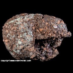 Mineral Specimen: Copper Skull with Attached Rhyolite from Calument & Hecla Conglomerate, Calumet area, Houghton Co., Michigan Mineral Specimen: Copper Skull with Attached Rhyolite from Calument & Hecla Conglomerate, Calumet area, Houghton Co., Michigan