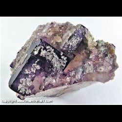 Mineral Specimen: Calcite Crystals on Fluorite from Hardin Co., Illinois Mineral Specimen: Calcite Crystals on Fluorite from Hardin Co., Illinois
