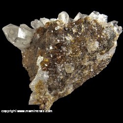 Mineral Specimen: Andradite Garnet, Quartz from Mina El Mochito, Mochito, Honduras Mineral Specimen: Andradite Garnet, Quartz from Mina El Mochito, Mochito, Honduras