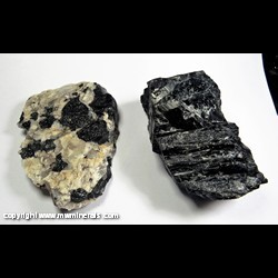 Mineral Specimen: Schorl Tourmaline, Quartz, Feldspar, minor Muscovite, minor blue Apatite - 2 specimens from Keystone Mining District, Pennington Co., South Dakota Mineral Specimen: Schorl Tourmaline, Quartz, Feldspar, minor Muscovite, minor blue Apatite - 2 specimens from Keystone Mining District, Pennington Co., South Dakota