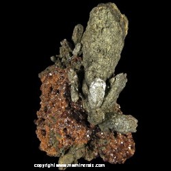 Mineral Specimen: Quartz variety: Prase (Included with Hedenbergite), Andradite Garnet from Sinerechenskoe, Kavalerovo mining district, Primorsky Krai, Far-Eastern Region, Russia