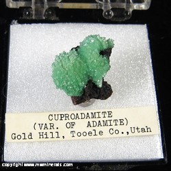 Mineral Specimen: Adamite variety: Cuproadamite from Gold Hill Mine, Toole Co., Utah Mineral Specimen: Adamite variety: Cuproadamite from Gold Hill Mine, Toole Co., Utah