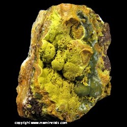 Mineral Specimen: Mimetite on Plumbogummite Partially Pseudomorph after Pyromorphite from Dry Gill Mine, Caldbeck Fells, Allerdale, Cumbria, England Mineral Specimen: Mimetite on Plumbogummite Partially Pseudomorph after Pyromorphite from Dry Gill Mine, Caldbeck Fells, Allerdale, Cumbria, England