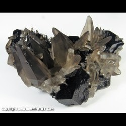 Mineral Specimen: Smoky Quartz, Schorl Tourmaline, Fluorescent Hyaline Opal from Erongo Mountain, Erongo Region, Namibia