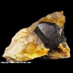 Mineral Specimen: Columbite Crystal on Quartz from Middletown, Middlesex County, Connecticut Mineral Specimen: Columbite Crystal on Quartz from Middletown, Middlesex County, Connecticut