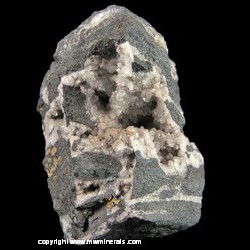 Mineral Specimen: Quartz and Dolomite in Vugs in Specular Hematite from Republic Mine, Republic, Marquette Co., Michigan Mineral Specimen: Quartz and Dolomite in Vugs in Specular Hematite from Republic Mine, Republic, Marquette Co., Michigan