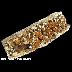 Mineral Specimen: Spessartine Garnet variety: Hessonite, Smoky Quartz, Microcline, Muscovite, Chlorite from Tongbei, Fujian, China
