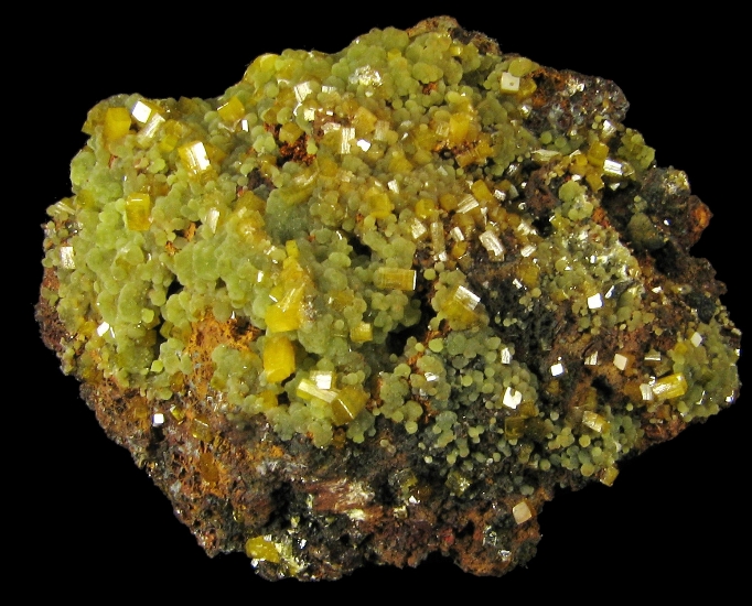 Mineral Specimen: Wulfenite and Mimetite from Mina Ojuela, Mapimi, Durango, Mexico