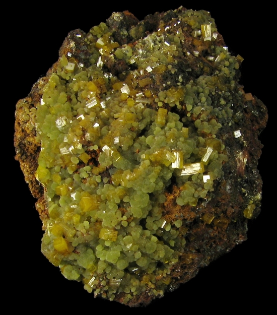 Mineral Specimen: Wulfenite and Mimetite from Mina Ojuela, Mapimi, Durango, Mexico