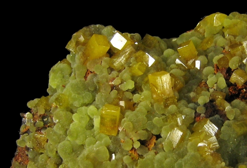 Mineral Specimen: Wulfenite and Mimetite from Mina Ojuela, Mapimi, Durango, Mexico