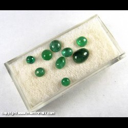 Mineral Specimen: Emerald Cabochons, 9 from Colombia Mineral Specimen: Emerald Cabochons, 9 from Colombia