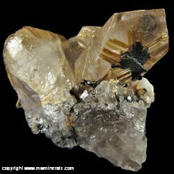 Mineral Specimen: Rutialted Quartz with Epitaxial Rutile on Hematite from Novo Horizonte, Bahia, Brazil