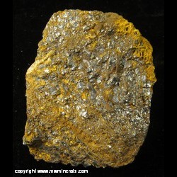 Mineral Specimen: Karibibite on Lollingite from Urucum claim, Galileia, Minas Gerais, Brazil