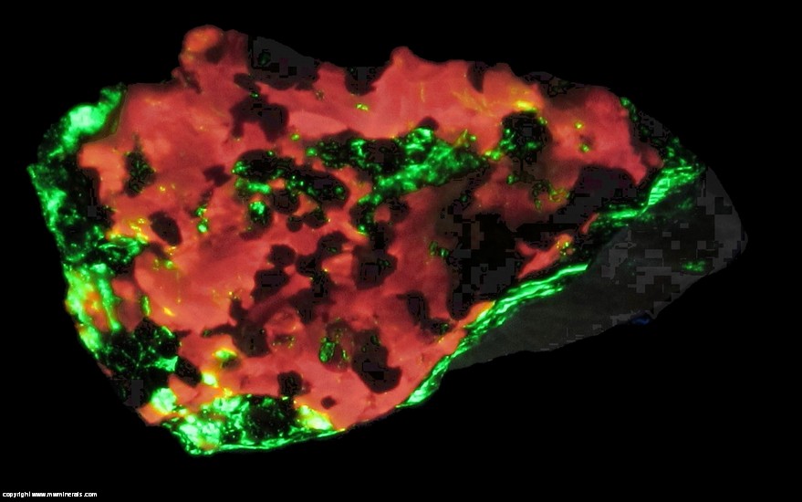 Fluorescent Mineral Specimen: Orthocrysotile (a polytype of Chrysotile), Willemite, Calcite, Franklinite from Ogdensburg, Franklin Mining District, Sussex County, New Jersey Fluorescent Mineral Specimen: Orthocrysotile (a polytype of Chrysotile), Willemite, Calcite, Franklinite from Ogdensburg, Franklin Mining District, Sussex County, New Jersey