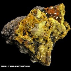 Mineral Specimen: Mimetite variety: Campylite from Dry Gill Mine, Caldbeck, Allerdale, Cumbria, England