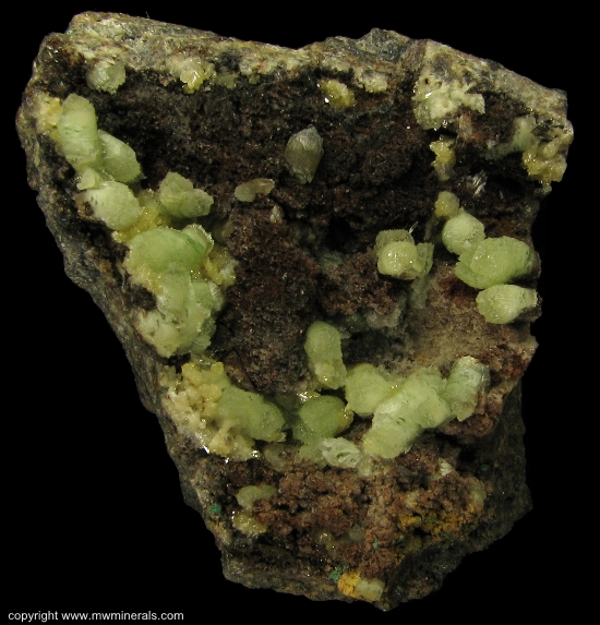Mineral Specimen: Green Smithsonite Crystals from Berg Aukus, Grootfontein District, Otjozondjupa Region, Namibia