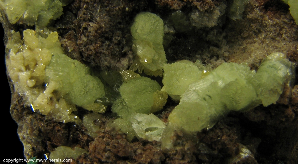 Mineral Specimen: Green Smithsonite Crystals from Berg Aukus, Grootfontein District, Otjozondjupa Region, Namibia