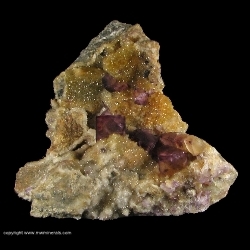 Minerals Specimen: Fluorite on Druzy Quartz from W.L. Davis-Deardorff Mine, Ozark-Mahoning Group, Cave-In-Rock Sub-District, Hardin County, Illinois, USA Minerals Specimen: Fluorite on Druzy Quartz from W.L. Davis-Deardorff Mine, Ozark-Mahoning Group, Cave-In-Rock Sub-District, Hardin County, Illinois, USA