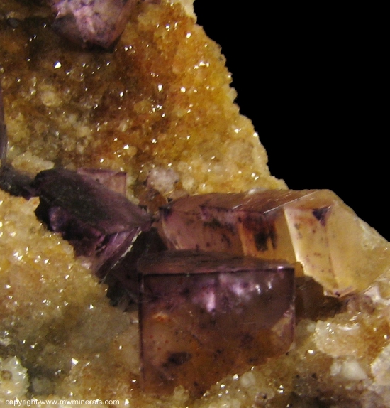 Mineral Specimen: Fluorite on Druzy Quartz from W.L. Davis-Deardorff Mine, Ozark-Mahoning Group, Cave-In-Rock Sub-District, Hardin County, Illinois, USA