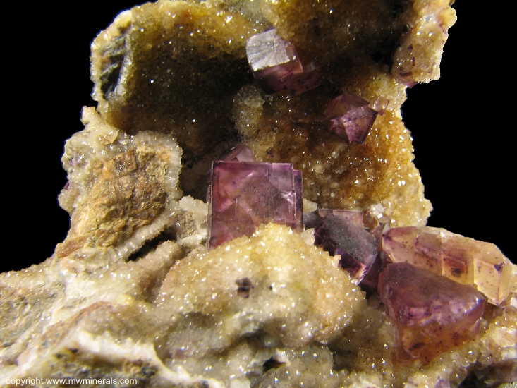 Mineral Specimen: Fluorite on Druzy Quartz from W.L. Davis-Deardorff Mine, Ozark-Mahoning Group, Cave-In-Rock Sub-District, Hardin County, Illinois, USA