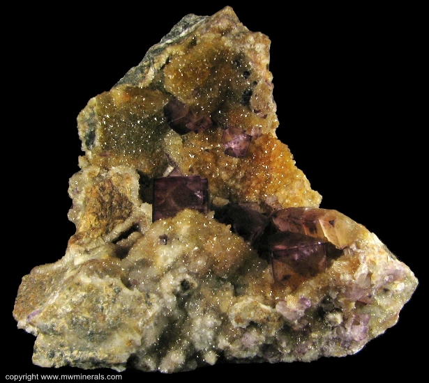 Mineral Specimen: Fluorite on Druzy Quartz from W.L. Davis-Deardorff Mine, Ozark-Mahoning Group, Cave-In-Rock Sub-District, Hardin County, Illinois, USA