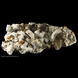 Minerals Specimen: Spessartine Garnet on Microcline with Smoky Quartz from Tongbei, Yunxiao County, Zhangzhou Prefecture, Fujian Province, China Minerals Specimen: Spessartine Garnet on Microcline with Smoky Quartz from Tongbei, Yunxiao County, Zhangzhou Prefecture, Fujian Province, China