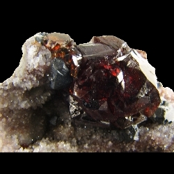 Minerals Specimen: Gemmy Red Sphalerite on Quartz with Galena from Lechang Mine, Lechang Co., Shaoguan Prefecture, Guangdong Province, China Minerals Specimen: Gemmy Red Sphalerite on Quartz with Galena from Lechang Mine, Lechang Co., Shaoguan Prefecture, Guangdong Province, China