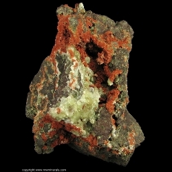 Minerals Specimen: Prehnite and Microcline variety Adularia from Osceola No. 5, Osceola Mine, Osceola, Houghton Co., Michigan, USA