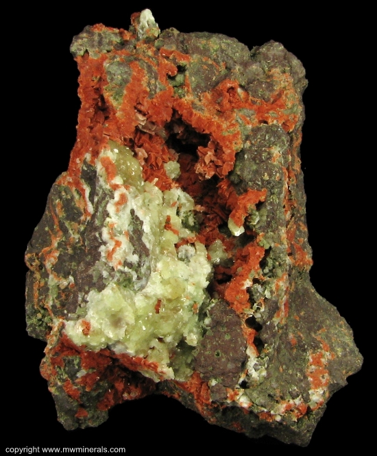Mineral Specimen: Prehnite and Microcline variety Adularia from Osceola No. 5, Osceola Mine, Osceola, Houghton Co., Michigan, USA