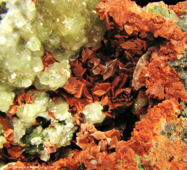 Mineral Specimen: Prehnite and Microcline variety Adularia from Osceola No. 5, Osceola Mine, Osceola, Houghton Co., Michigan, USA
