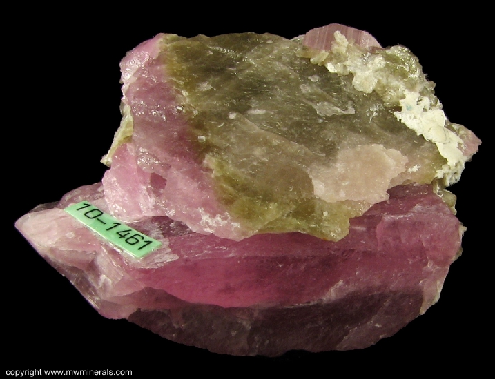 Mineral Specimen: Pink Tourmaline and Stilbite from Himalaya Mine, San Diego County, California, USA