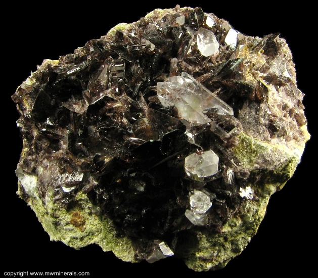 Mineral Specimen: Axinite-(Fe) with Quartz from New Melones Dam, Copperopolis, Calaveras Co., California, USA