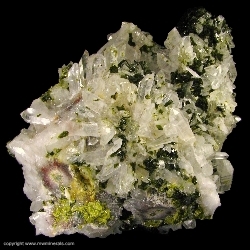 Mineral Specimen: Epidote on Quartz Stalactites from Xichang Mine, Xichang County, Liangshan Autonomous Prefecture, Sichuan Province, China Mineral Specimen: Epidote on Quartz Stalactites from Xichang Mine, Xichang County, Liangshan Autonomous Prefecture, Sichuan Province, China
